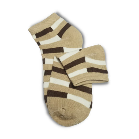 Multi Stripes Ankle Women Socks Light Brown - Premium Quality